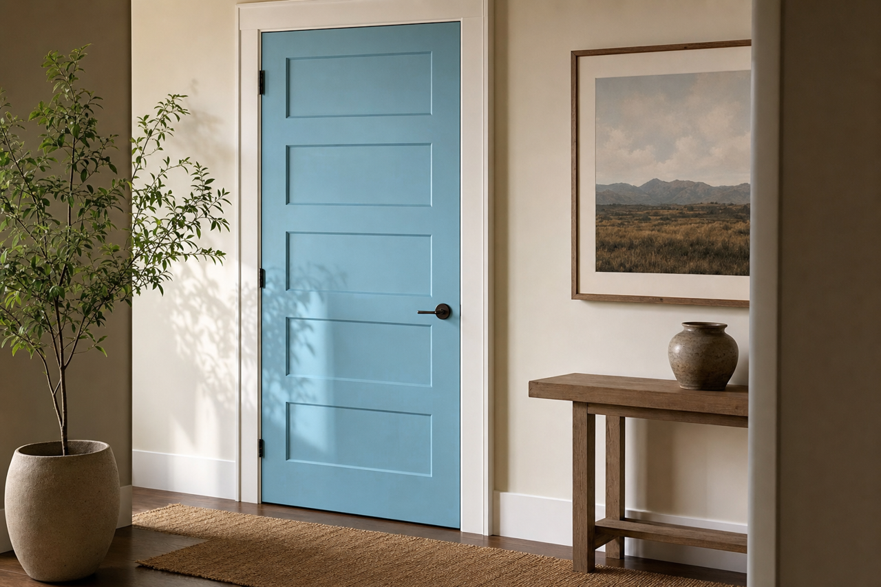 Resolute Blue by Sherwin-Williams on interior-doors