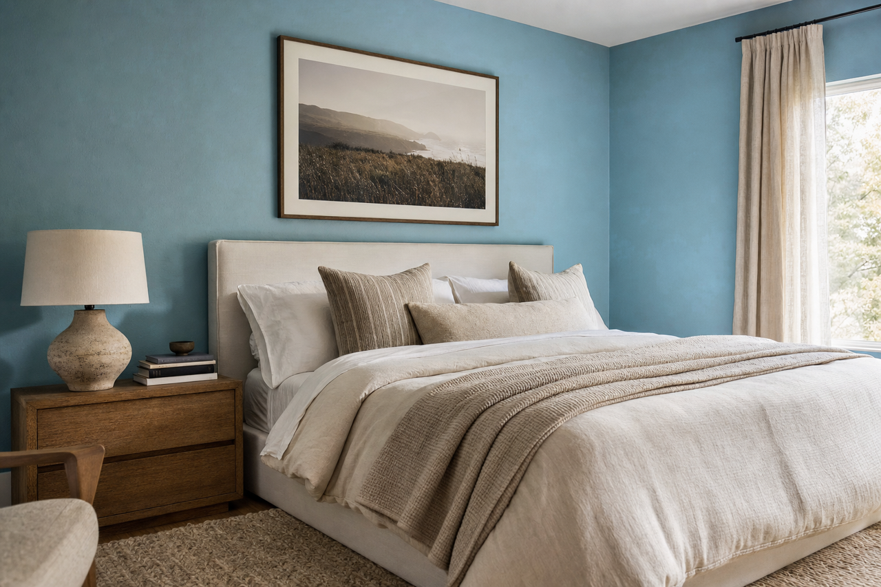 Resolute Blue by Sherwin-Williams on interiors