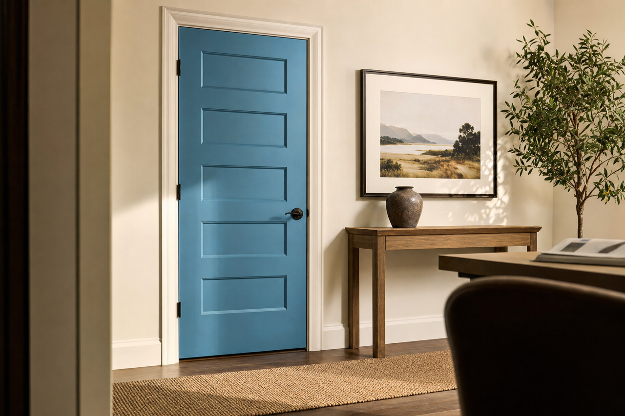 Secure Blue by Sherwin-Williams on interior-doors