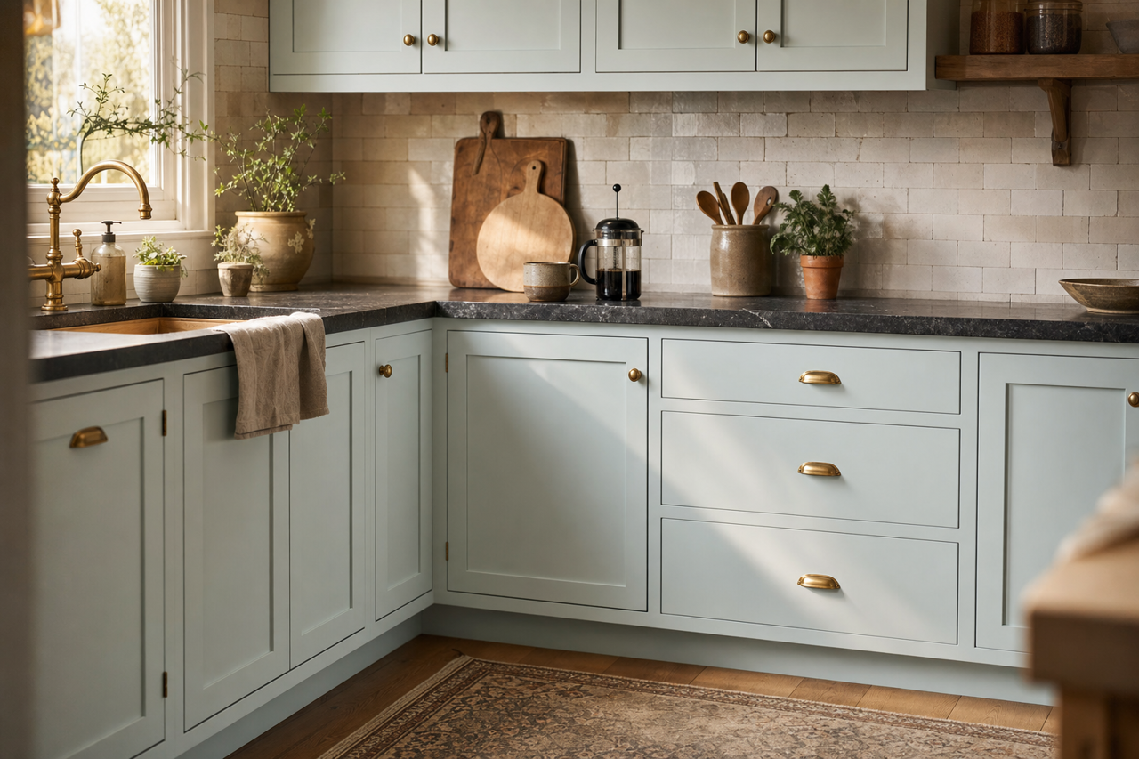 Snowdrop by Sherwin-Williams on cabinets