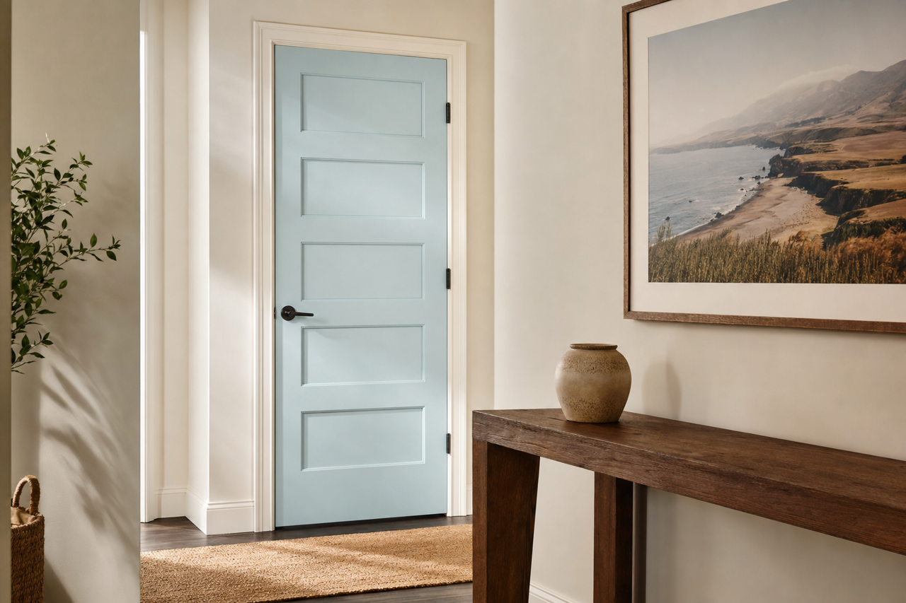Balmy by Sherwin-Williams on interior-doors