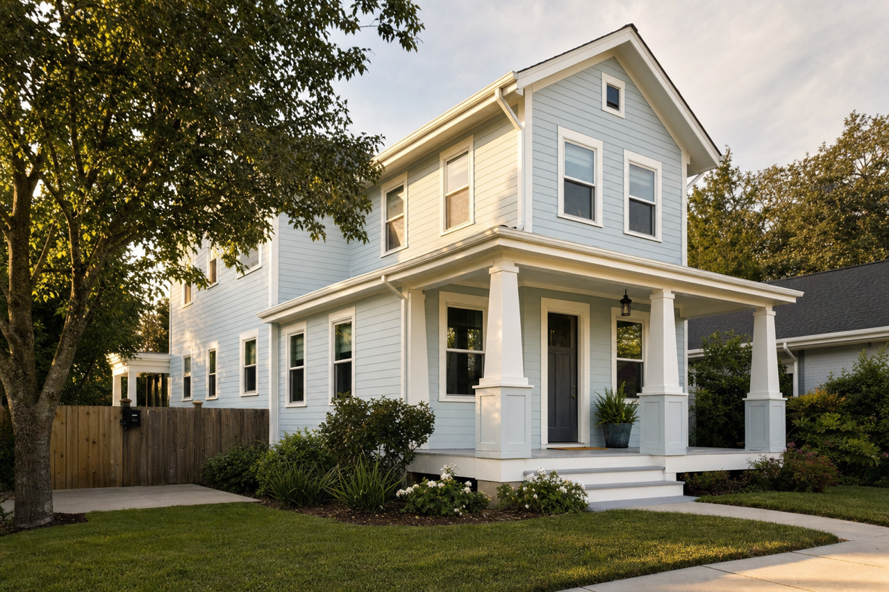 Hinting Blue by Sherwin-Williams on exterior