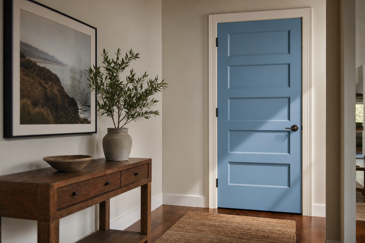 Sporty Blue by Sherwin-Williams on interior-doors