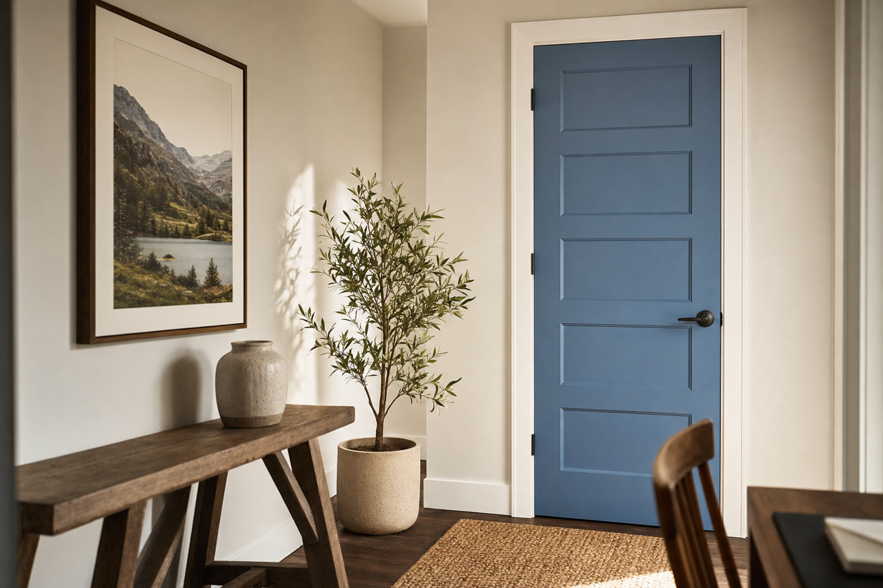 Denim by Sherwin-Williams on interior-doors