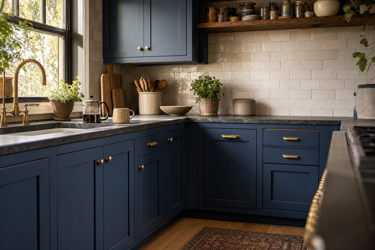 Commodore by Sherwin-Williams on cabinets