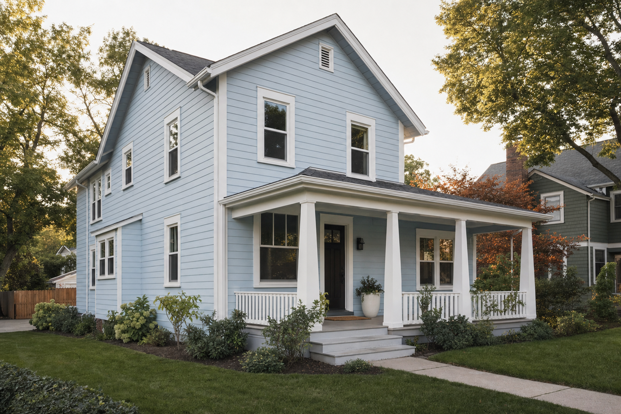 Blissful Blue by Sherwin-Williams on exterior