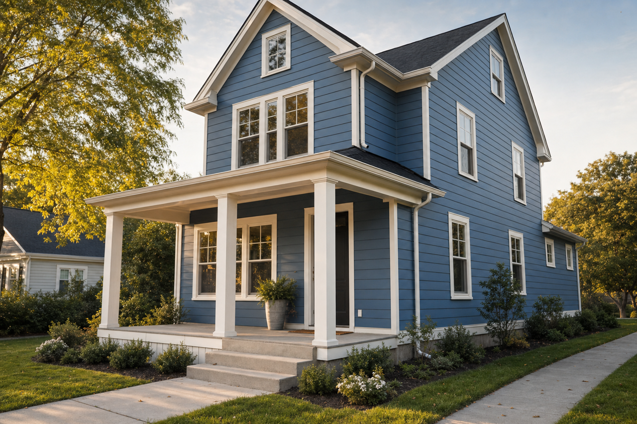 Revel Blue by Sherwin-Williams on exterior