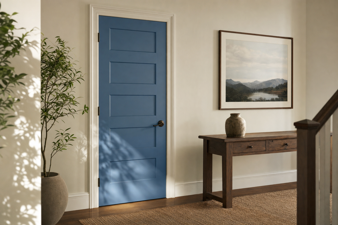 Revel Blue by Sherwin-Williams on interior-doors