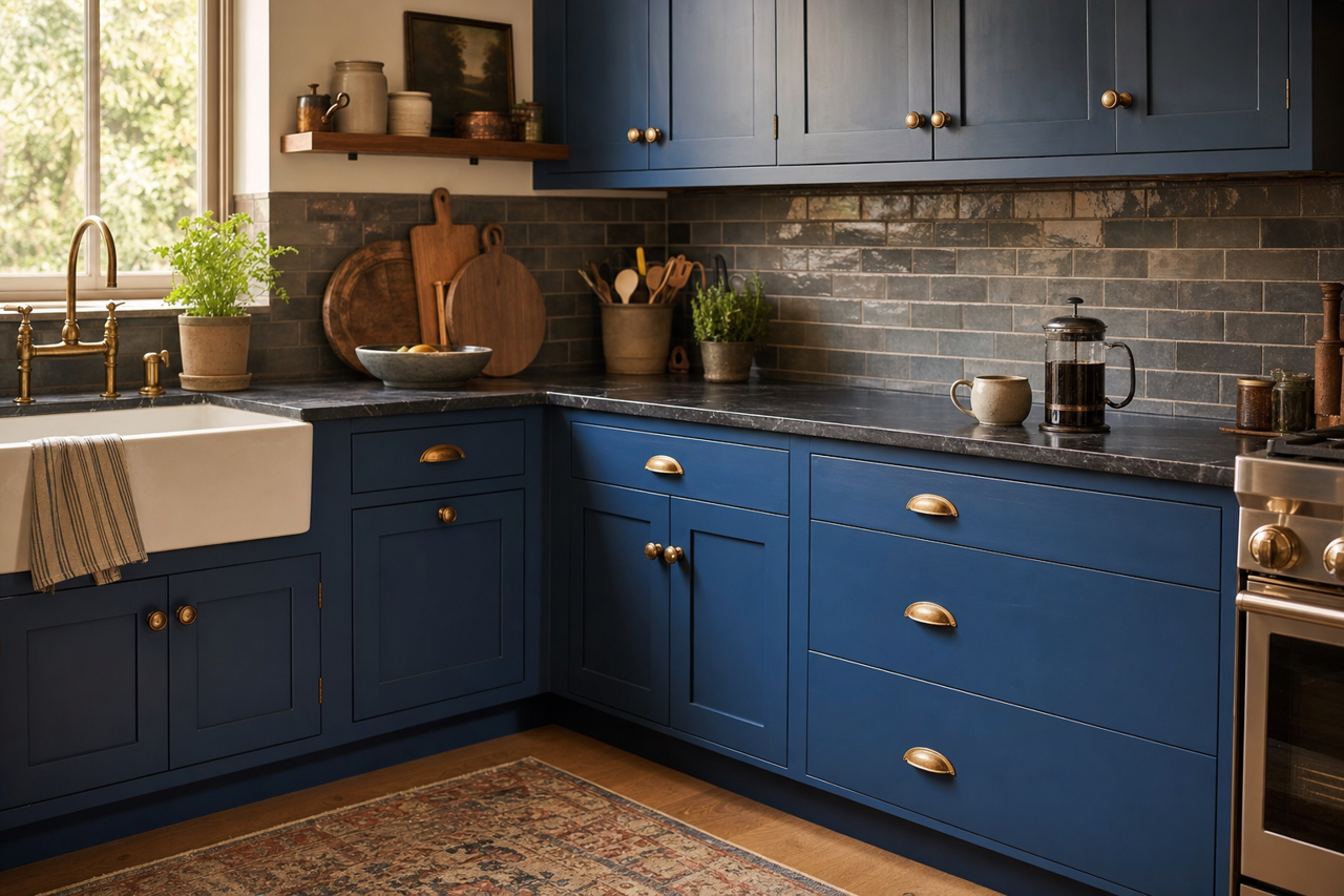 Indigo by Sherwin-Williams on cabinets