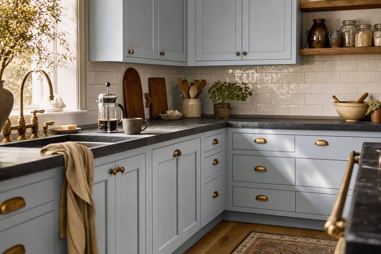 Icy by Sherwin-Williams on cabinets