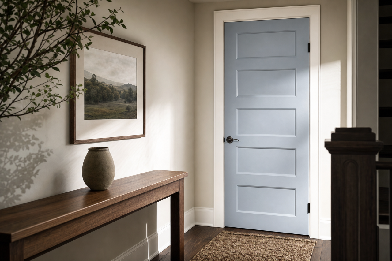 Solitude by Sherwin-Williams on interior-doors