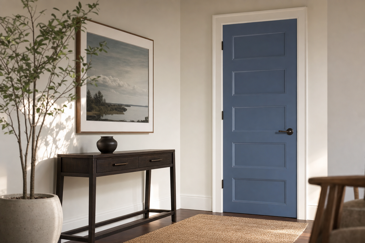 Luxe Blue by Sherwin-Williams on interior-doors