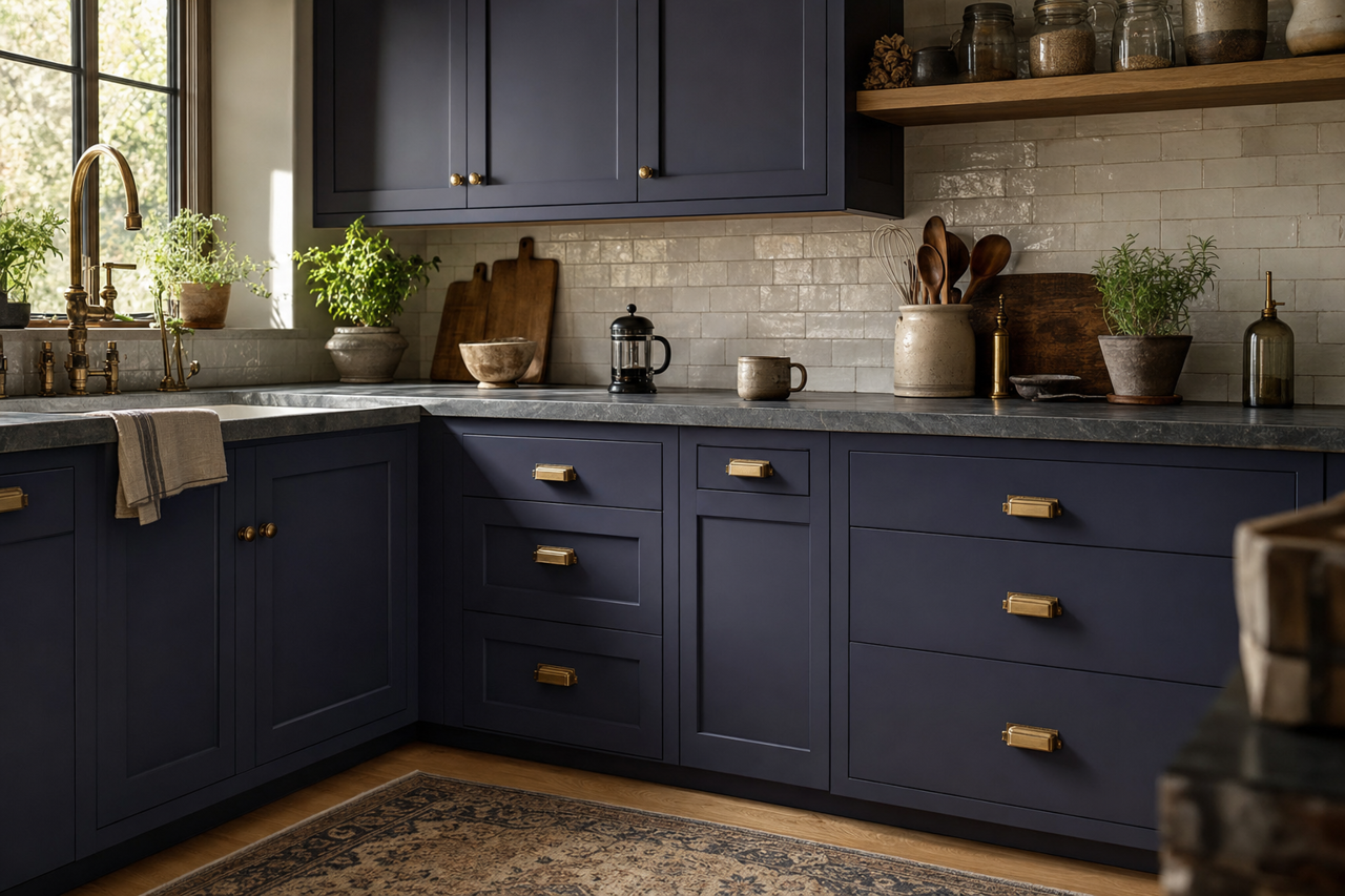 Majestic Purple by Sherwin-Williams on cabinets