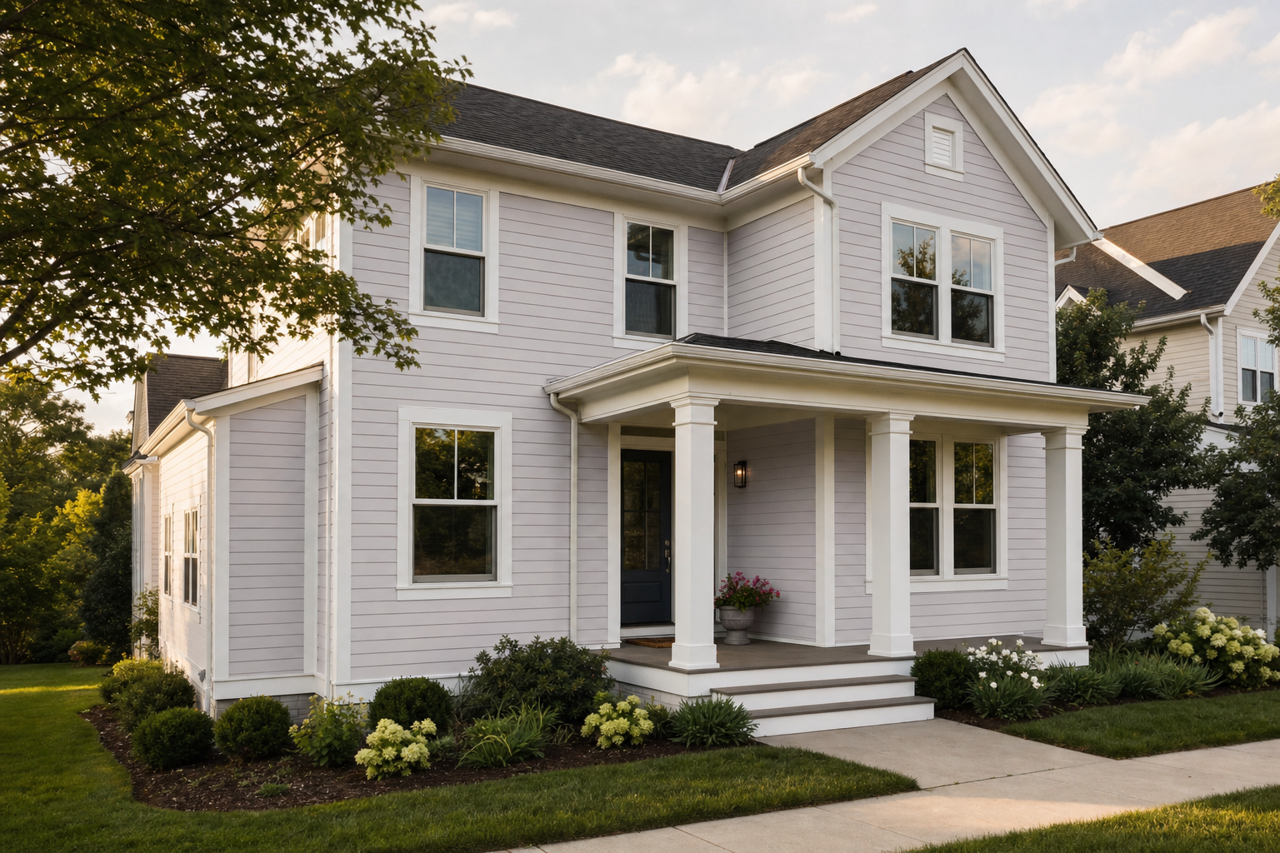 Silver Peony by Sherwin-Williams on exterior