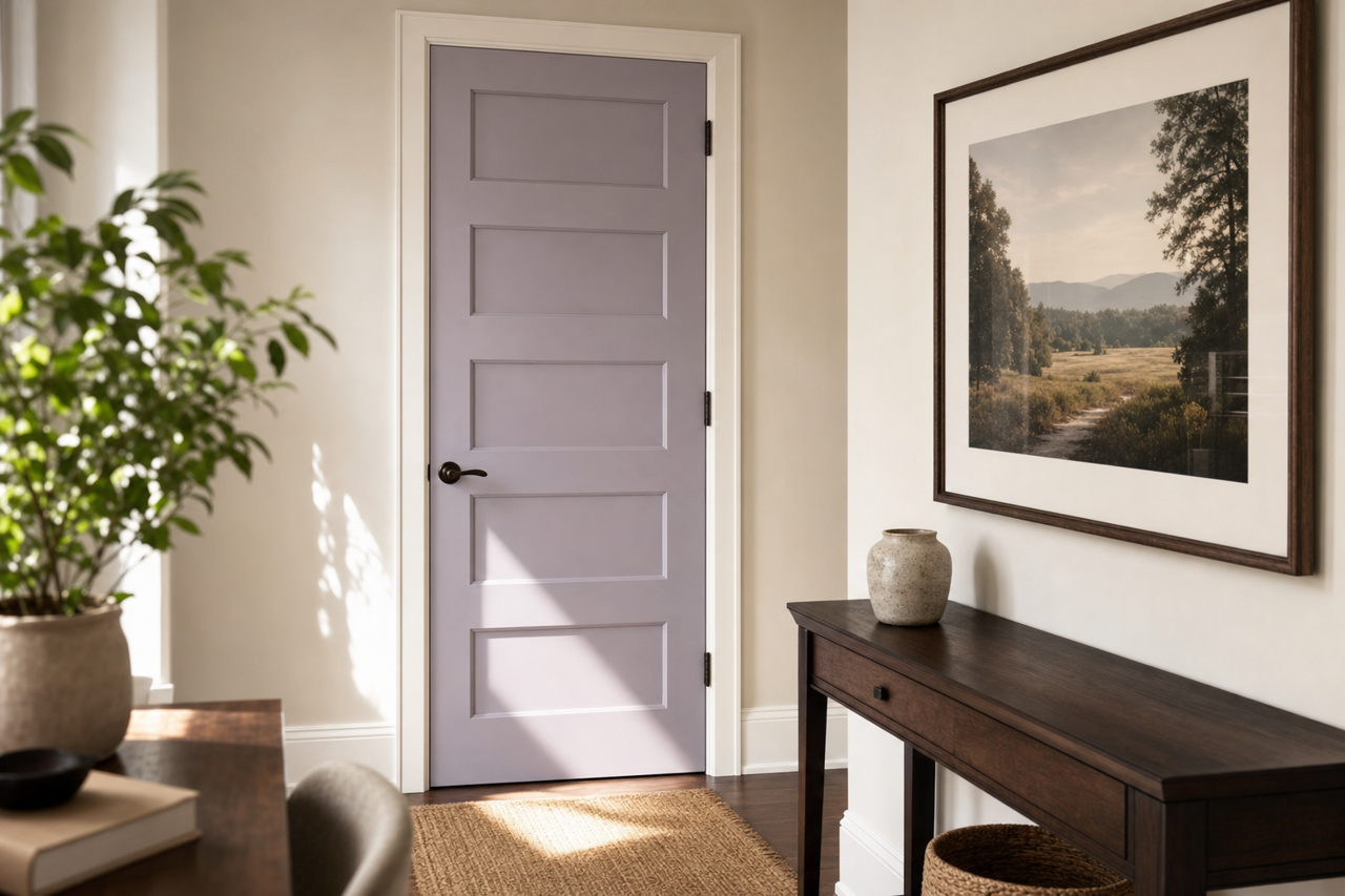 Ash Violet by Sherwin-Williams on interior-doors