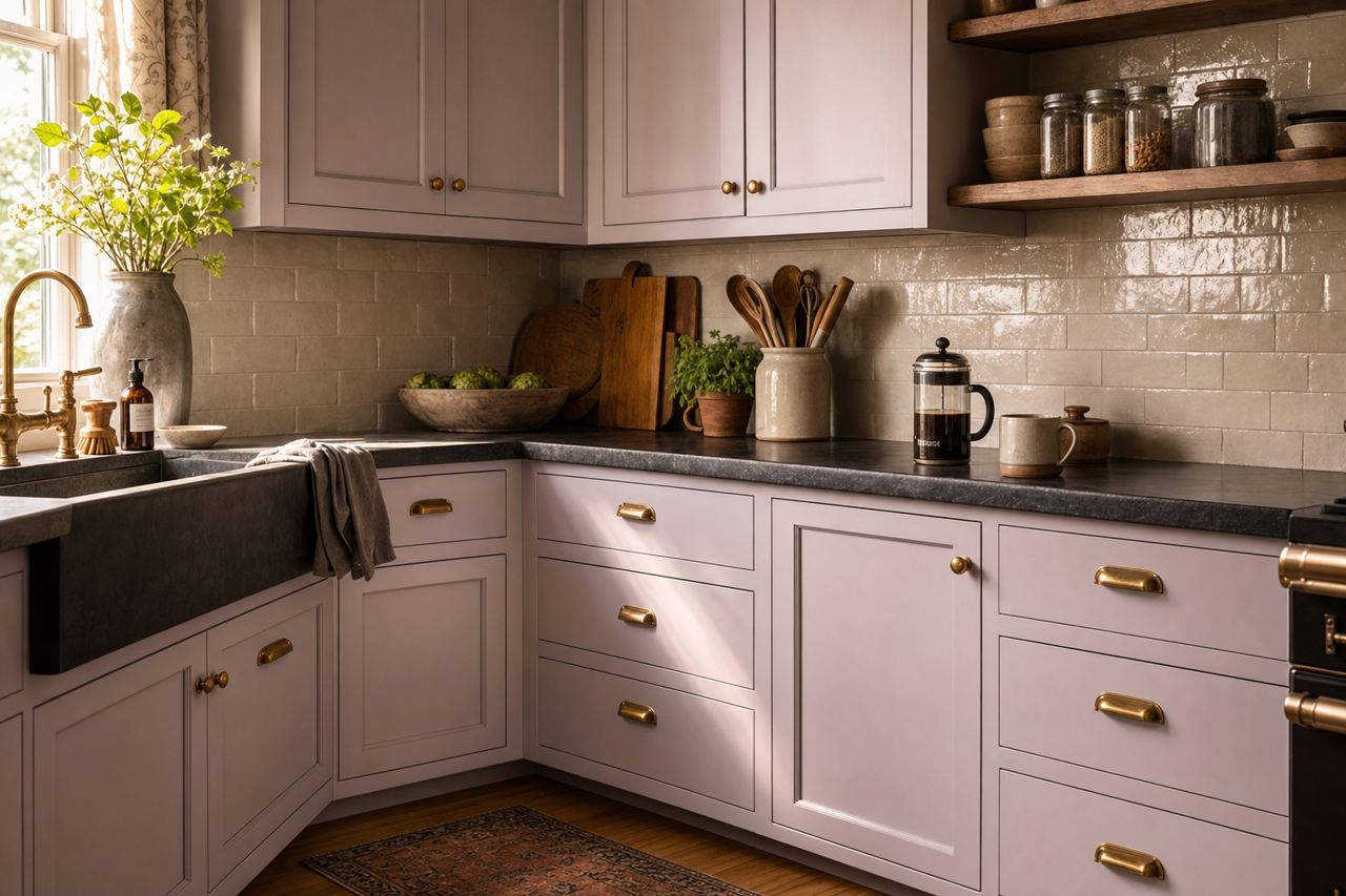 Enchant by Sherwin-Williams on cabinets