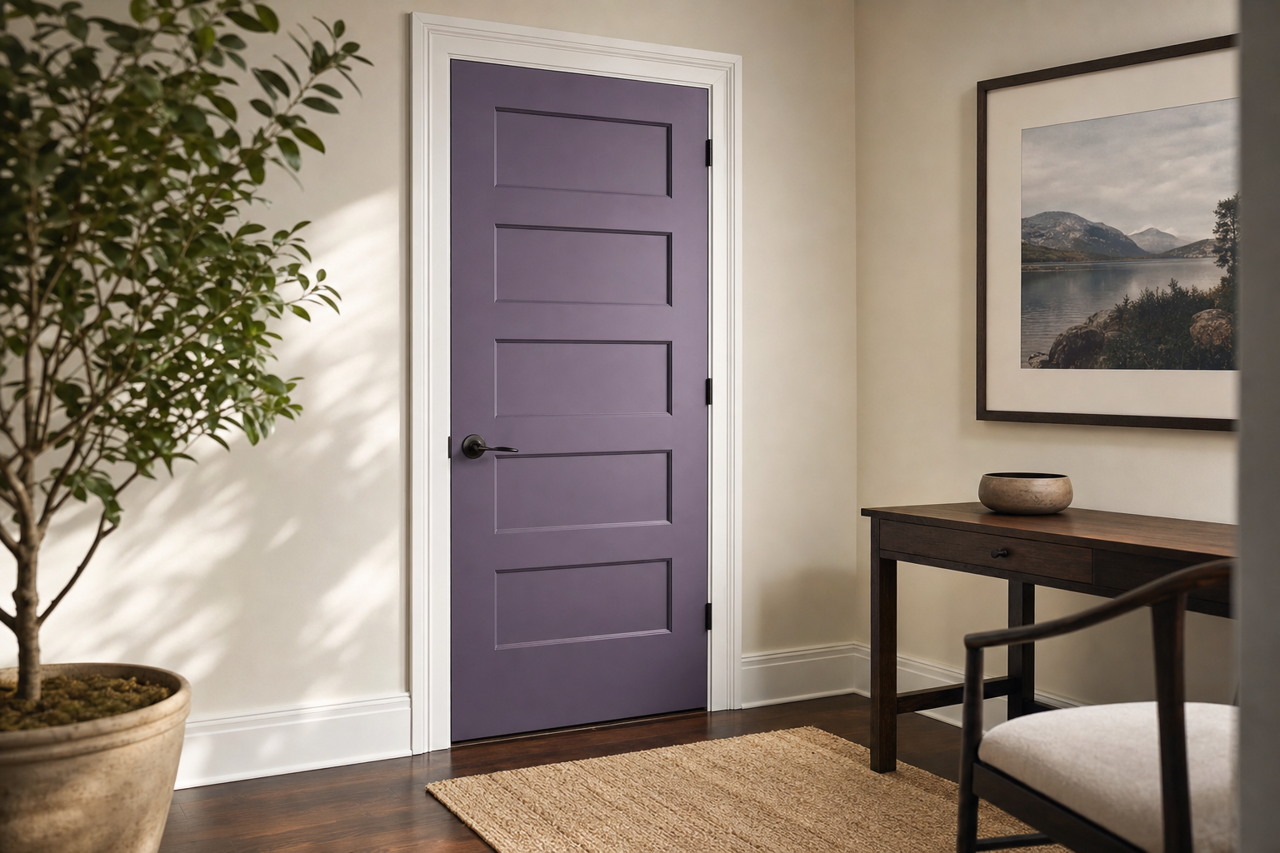 Plummy by Sherwin-Williams on interior-doors