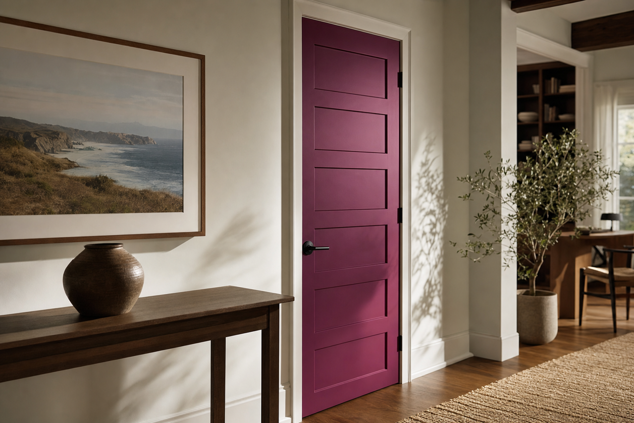 Framboise by Sherwin-Williams on interior-doors