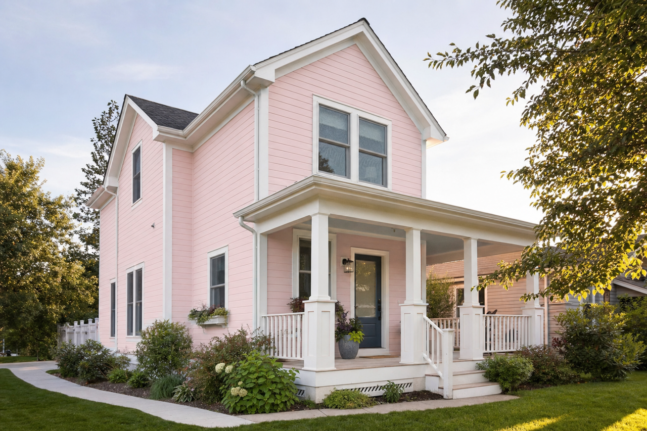 Lighthearted Pink by Sherwin-Williams on exterior