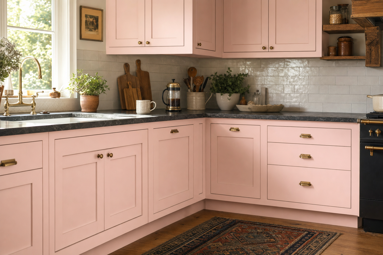 Priscilla by Sherwin-Williams on cabinets