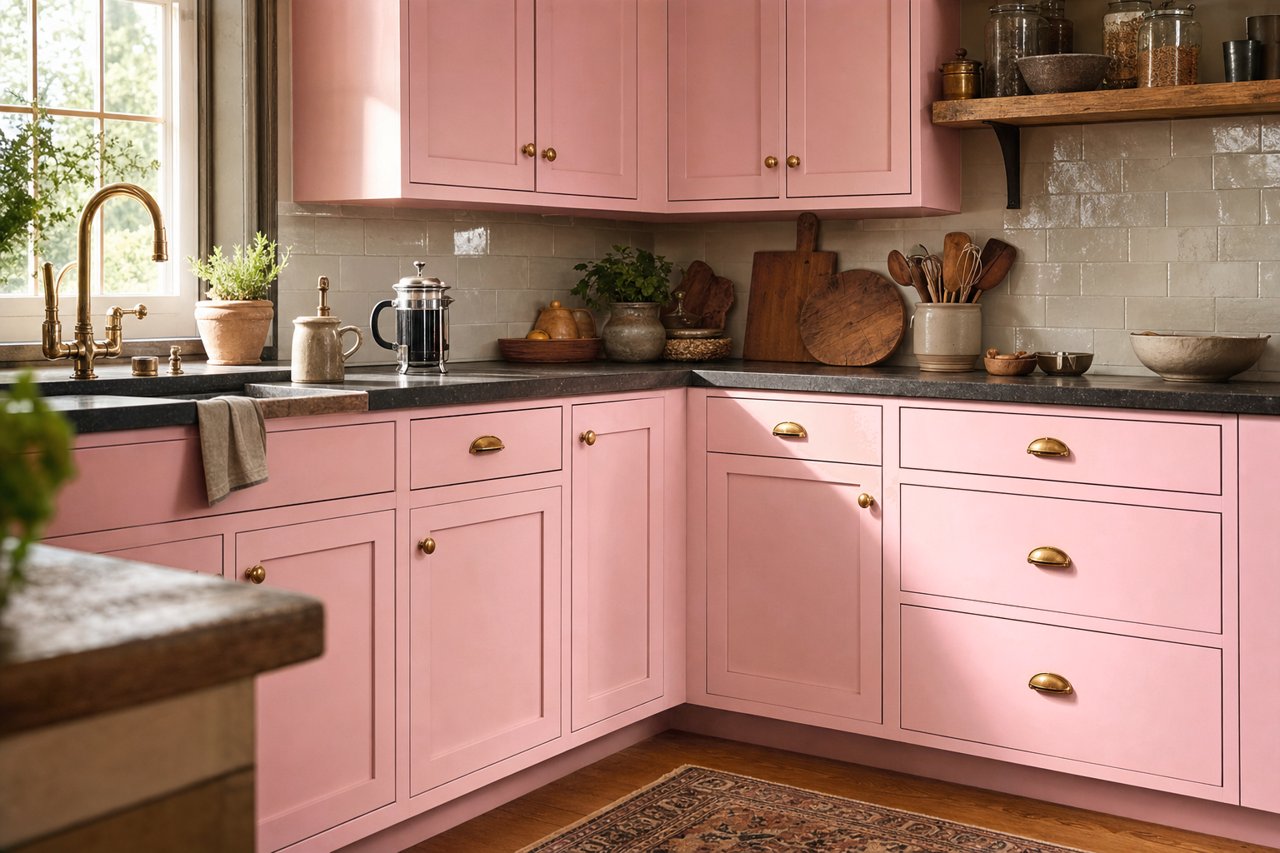 Azalea Flower by Sherwin-Williams on cabinets