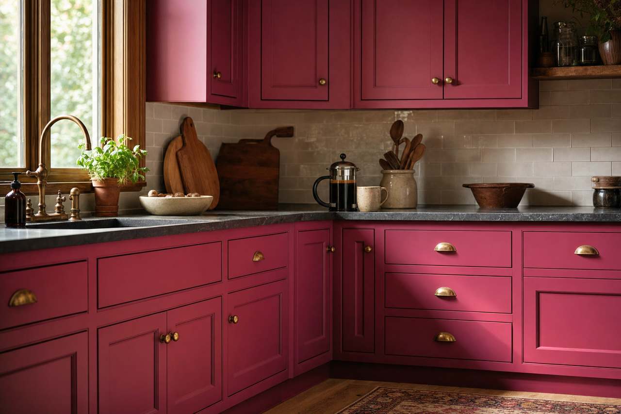 Cerise by Sherwin-Williams on cabinets