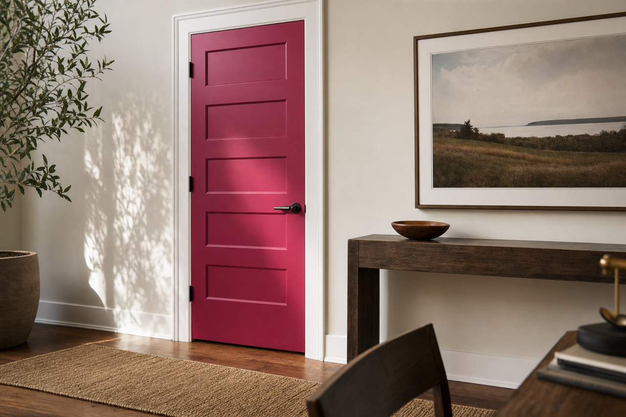 Cerise by Sherwin-Williams on interior-doors