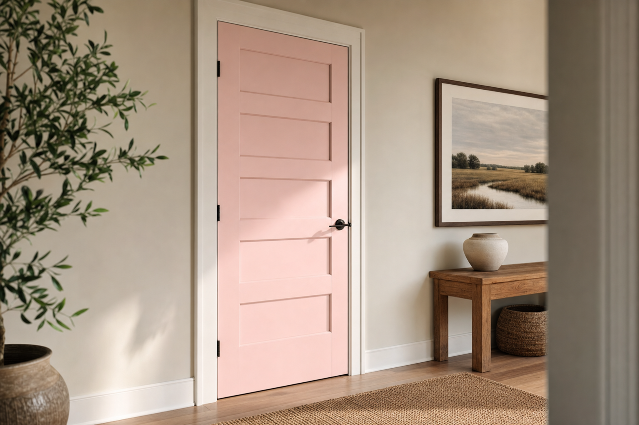 Impatiens Petal by Sherwin-Williams on interior-doors