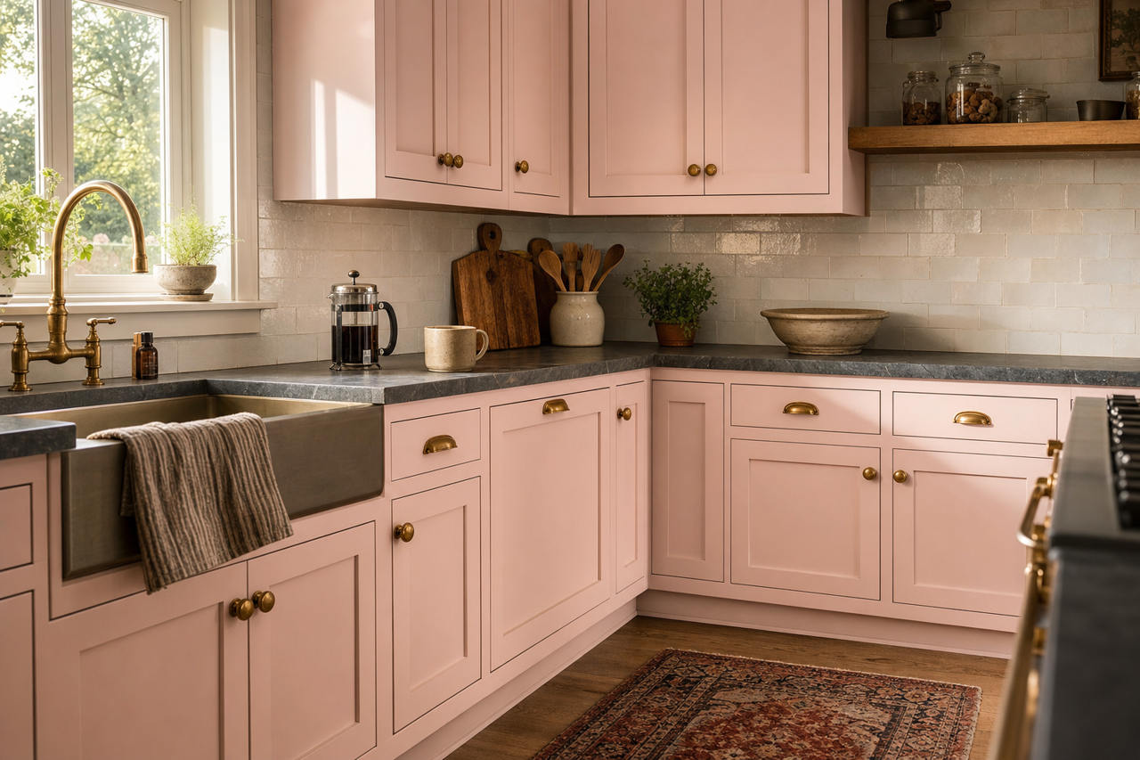 Alyssum by Sherwin-Williams on cabinets