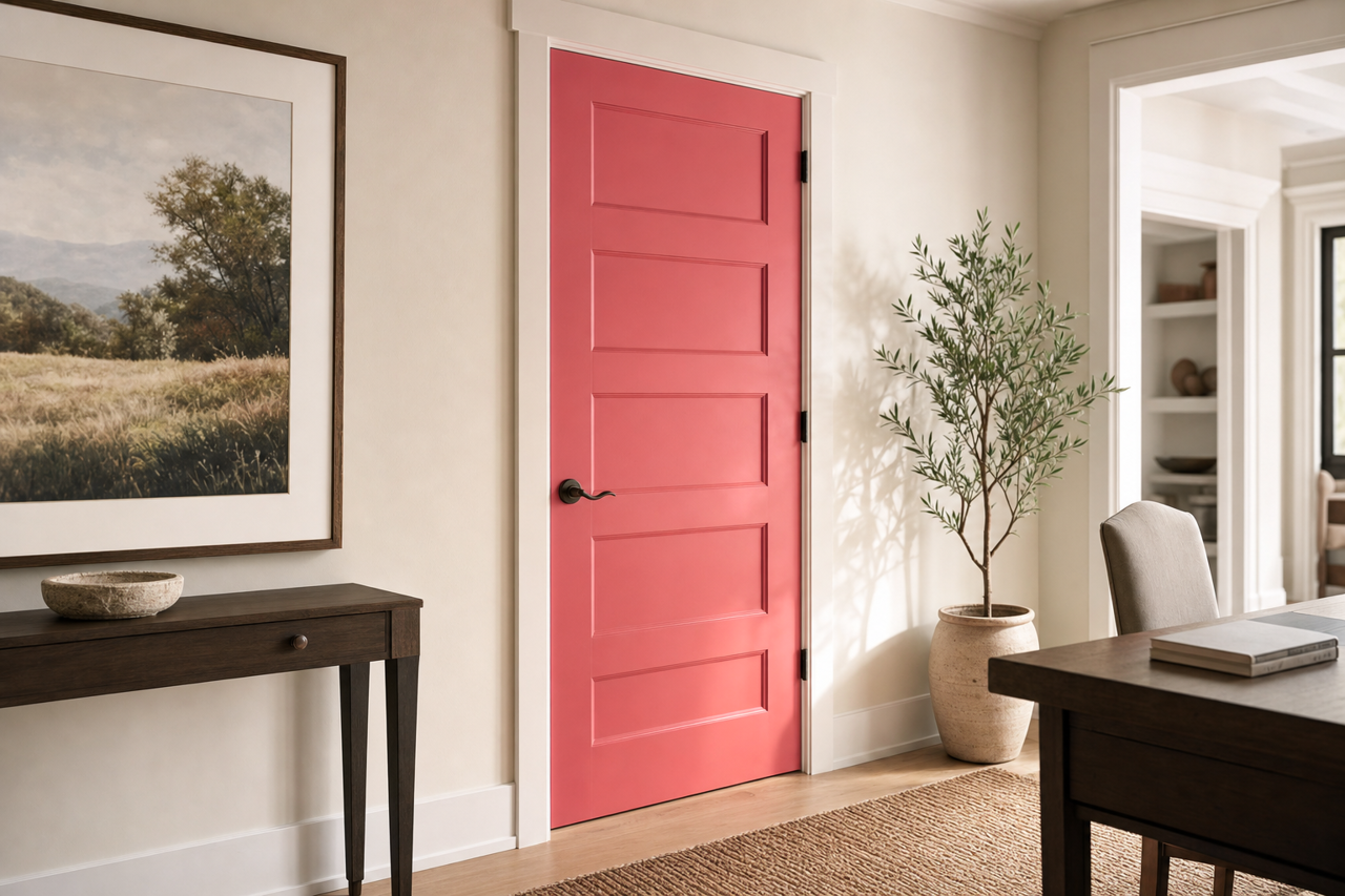 Grenadine by Sherwin-Williams on interior-doors
