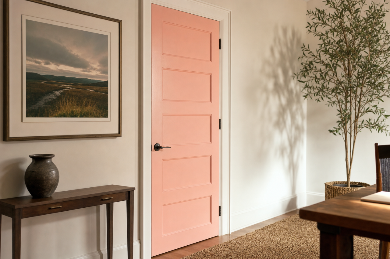 Bella Pink by Sherwin-Williams on interior-doors