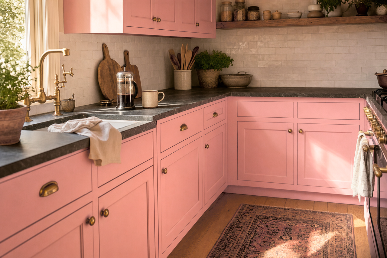 Hopeful by Sherwin-Williams on cabinets