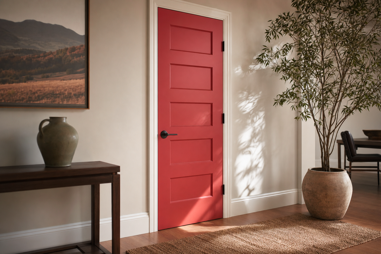 Enticing Red by Sherwin-Williams on interior-doors