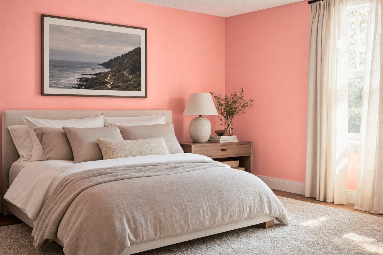 Youthful Coral by Sherwin-Williams on interiors