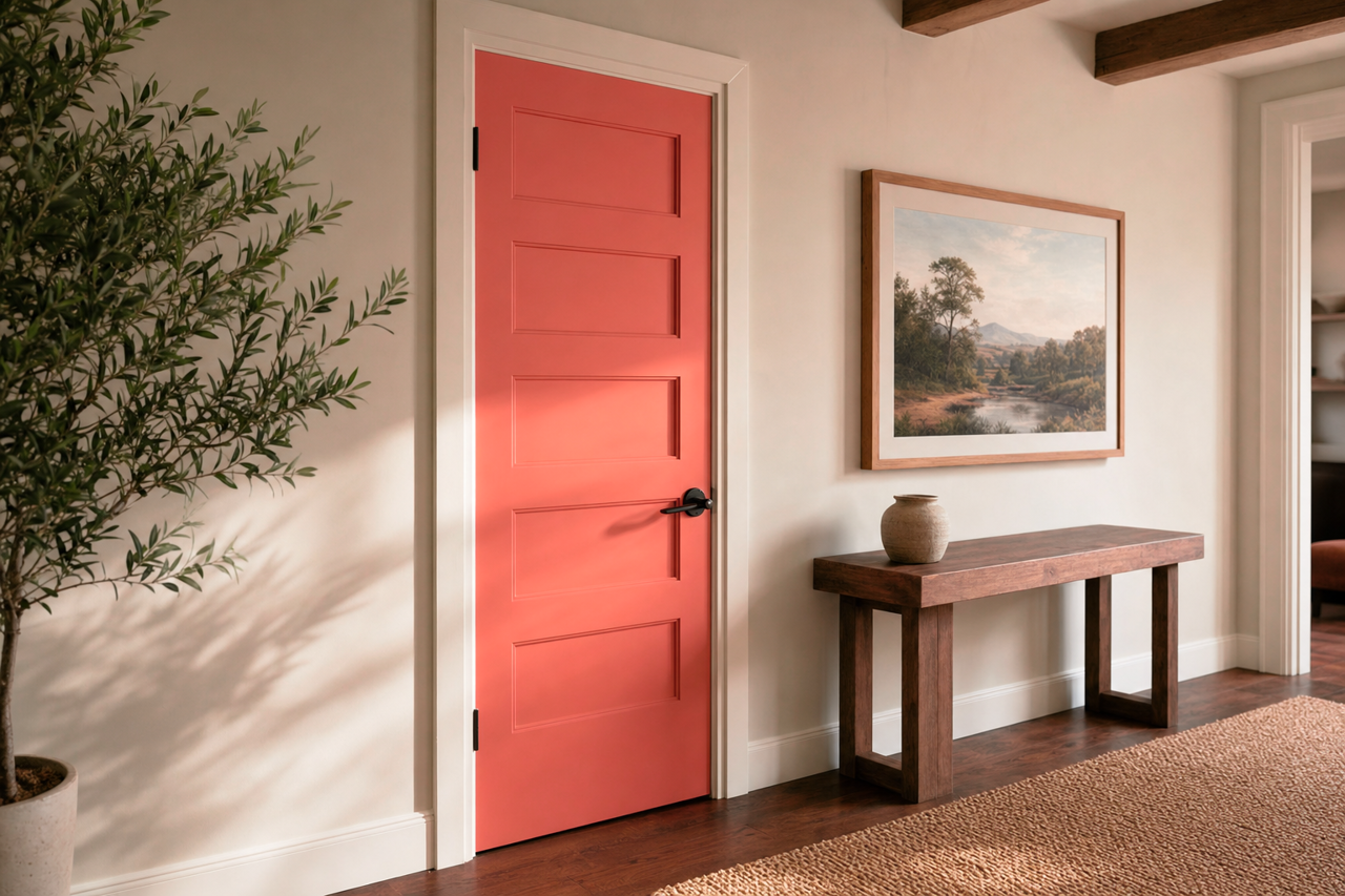 Coral Reef by Sherwin-Williams on interior-doors