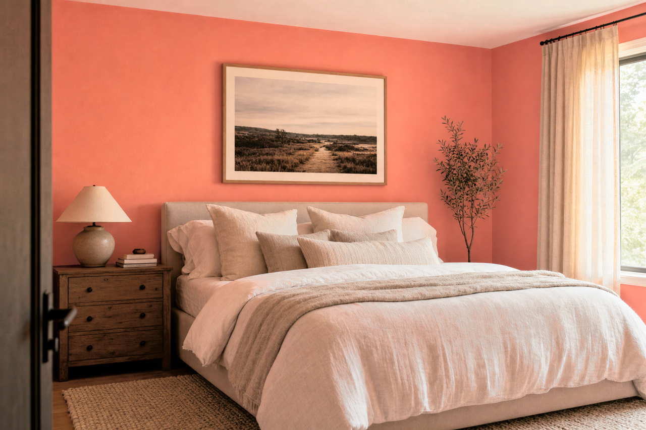Ravishing Coral by Sherwin-Williams on interiors