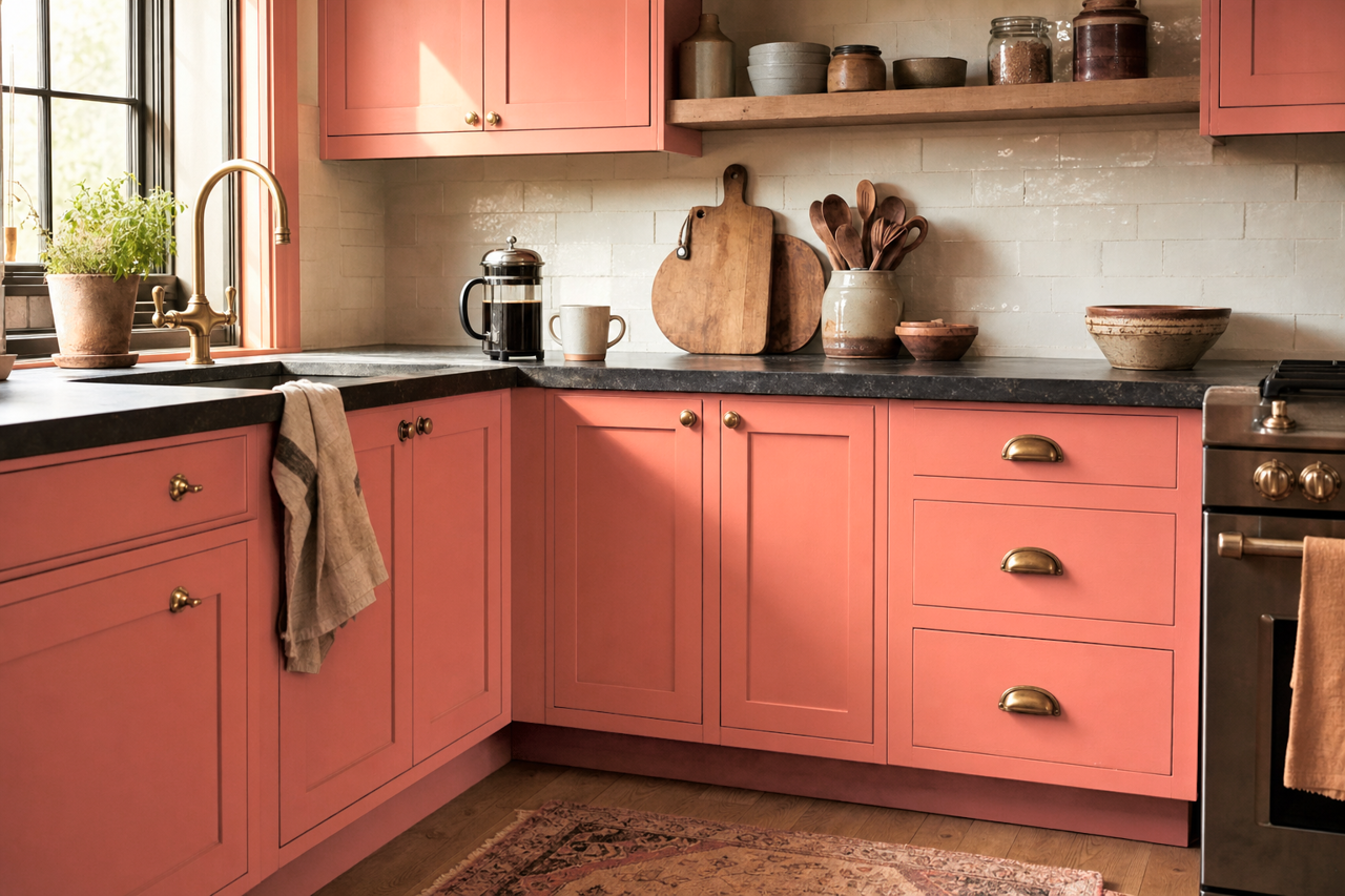 Lei Flower by Sherwin-Williams on cabinets