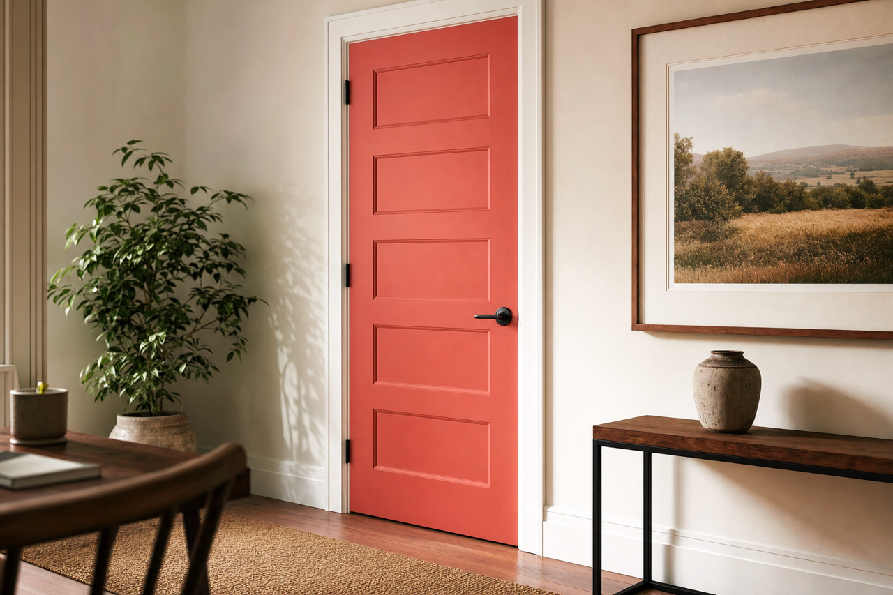 Quite Coral by Sherwin-Williams on interior-doors