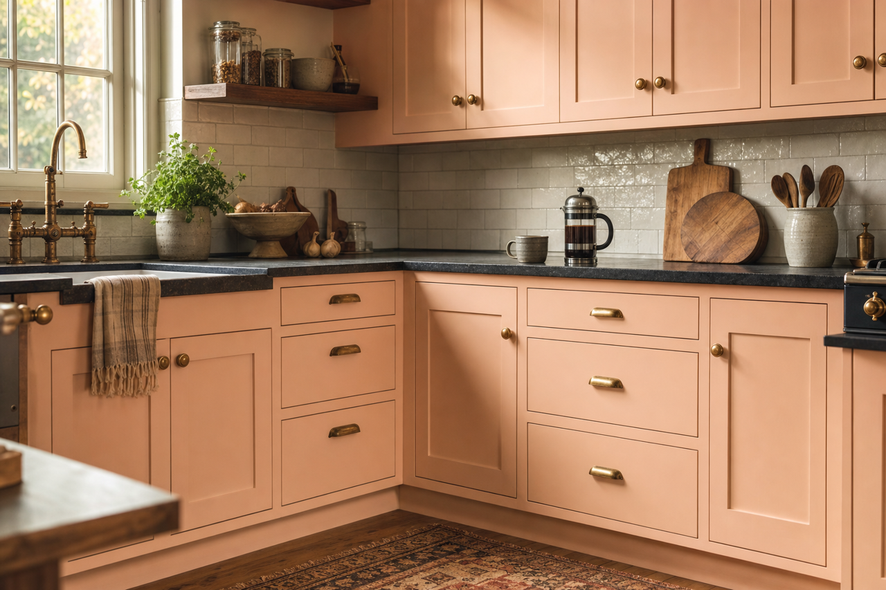 Blushing by Sherwin-Williams on cabinets