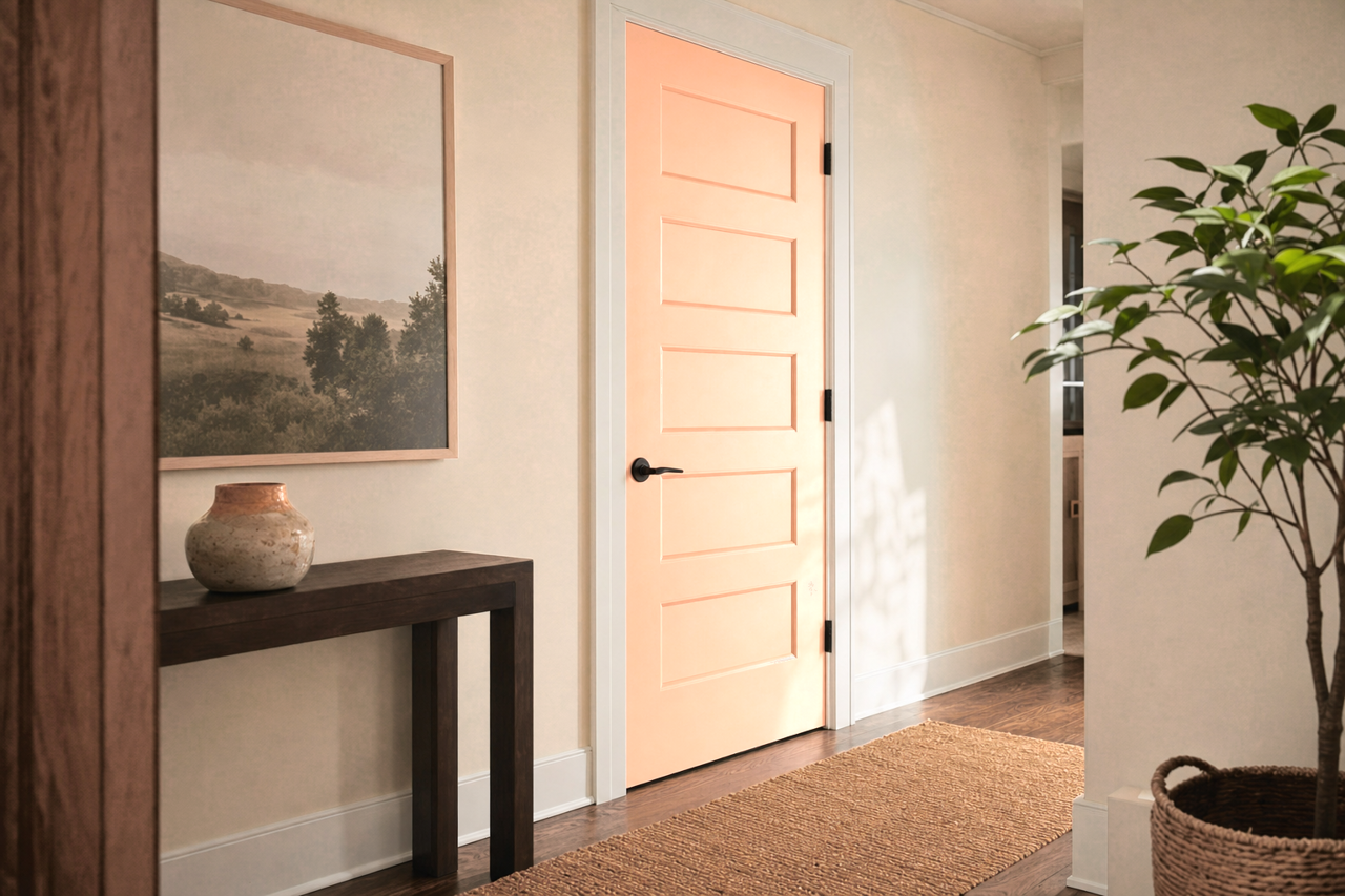 Cosmetic Peach by Sherwin-Williams on interior-doors