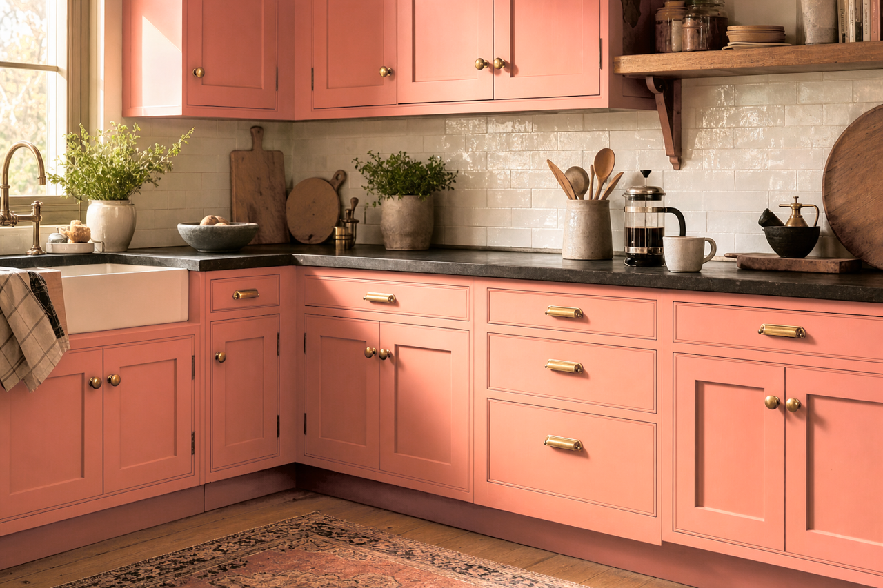 Sockeye by Sherwin-Williams on cabinets
