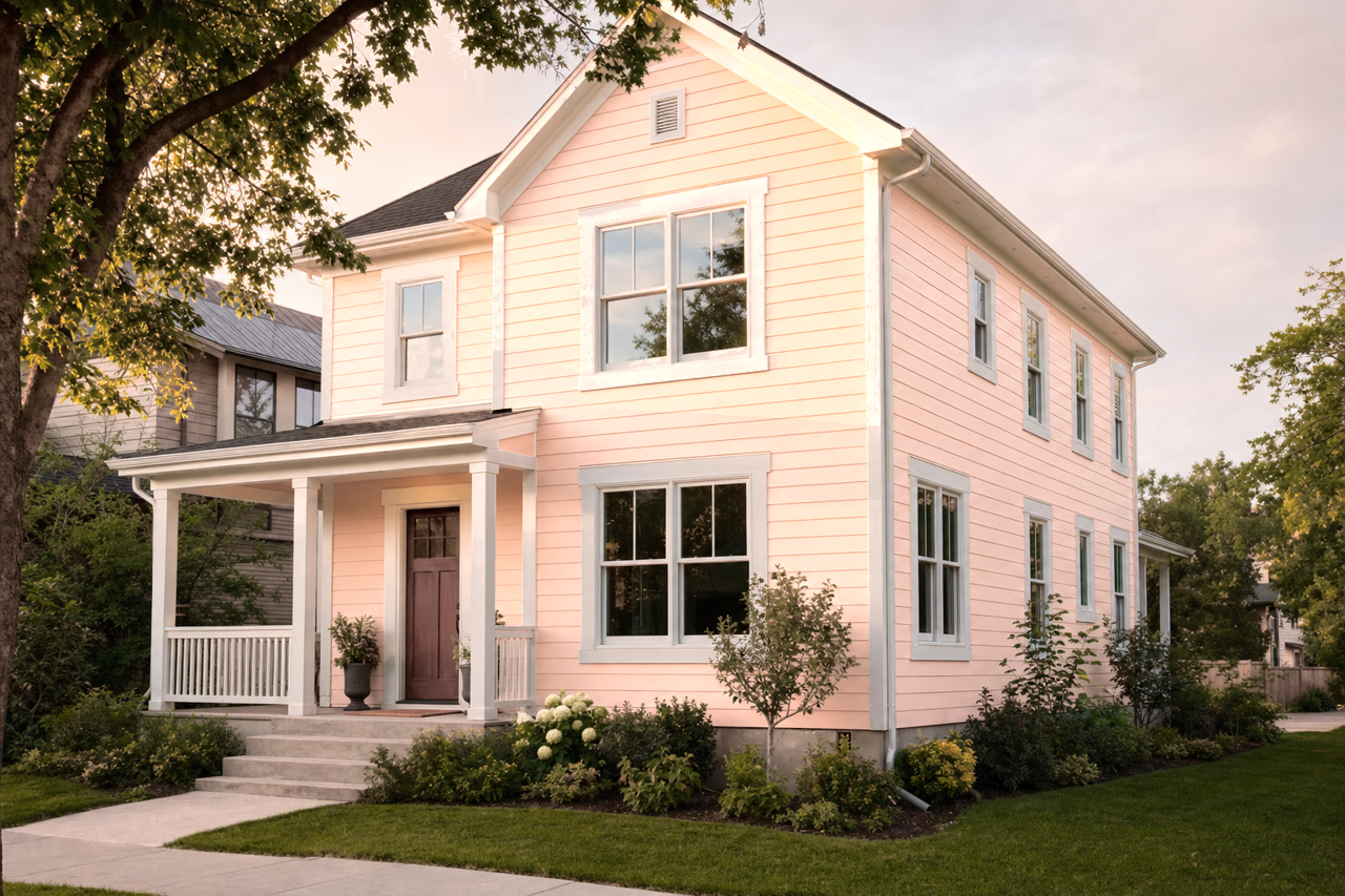 Peach Blossom by Sherwin-Williams on exterior