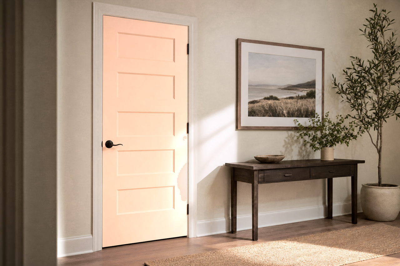 Peach Blossom by Sherwin-Williams on interior-doors