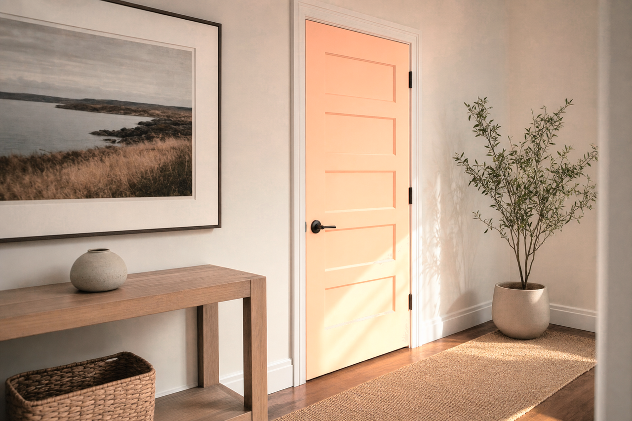 Certain Peach by Sherwin-Williams on interior-doors