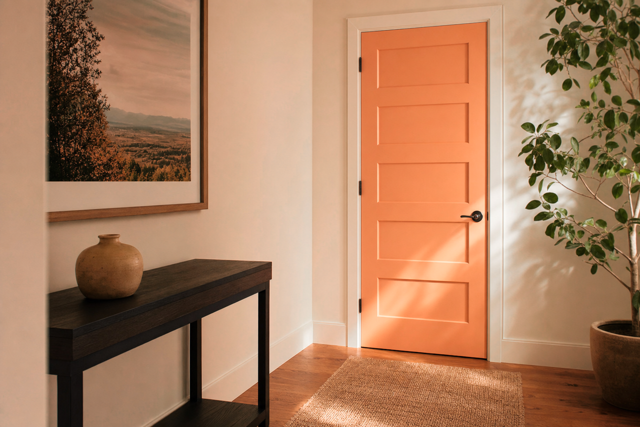 Sunset by Sherwin-Williams on interior-doors
