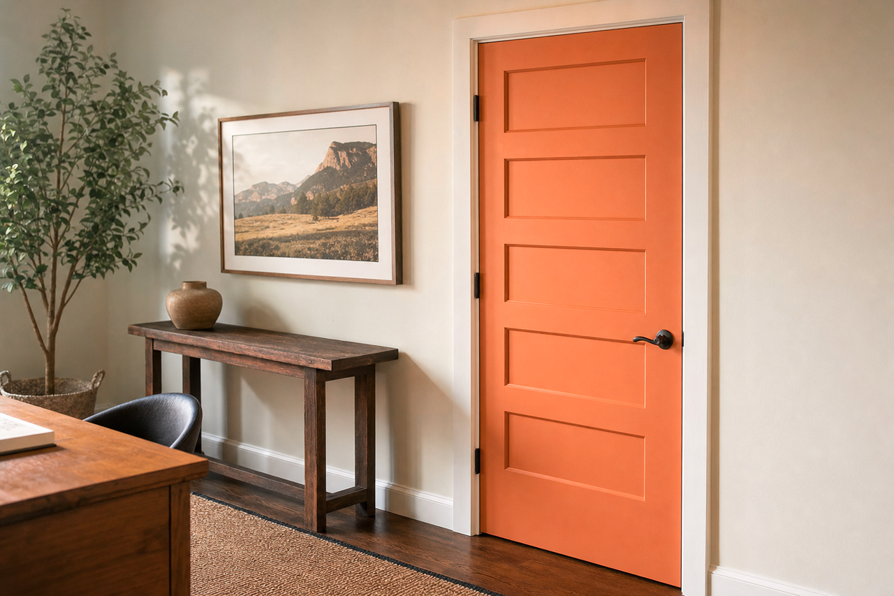 Emberglow by Sherwin-Williams on interior-doors