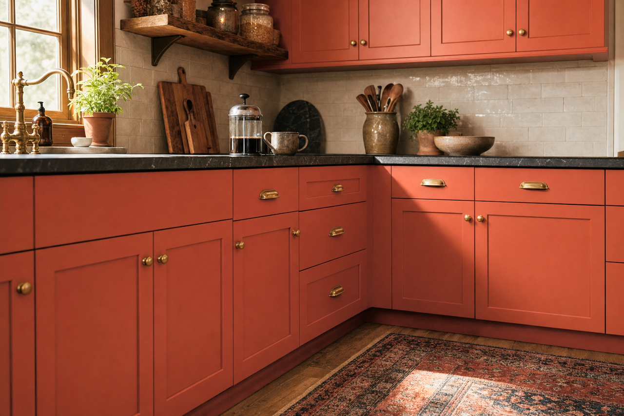 Jalapeño by Sherwin-Williams on cabinets