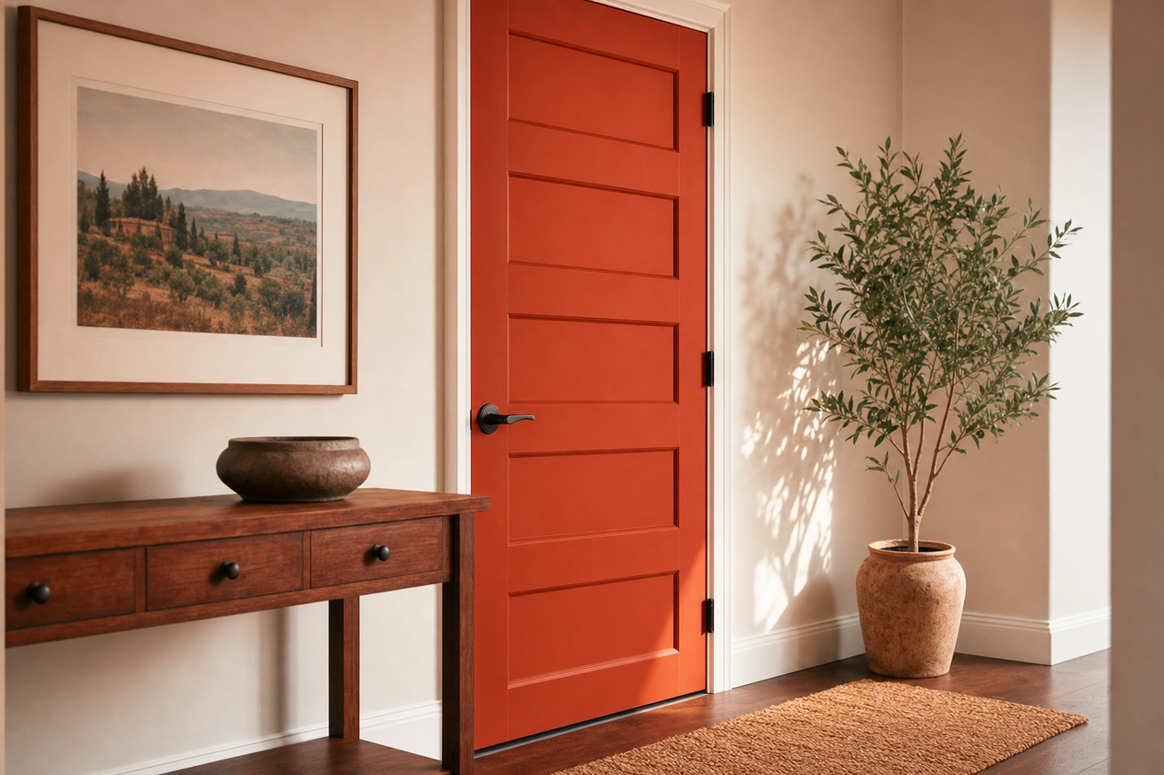 Jalapeño by Sherwin-Williams on interior-doors