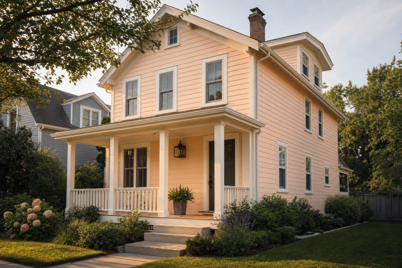 Naive Peach by Sherwin-Williams on exterior