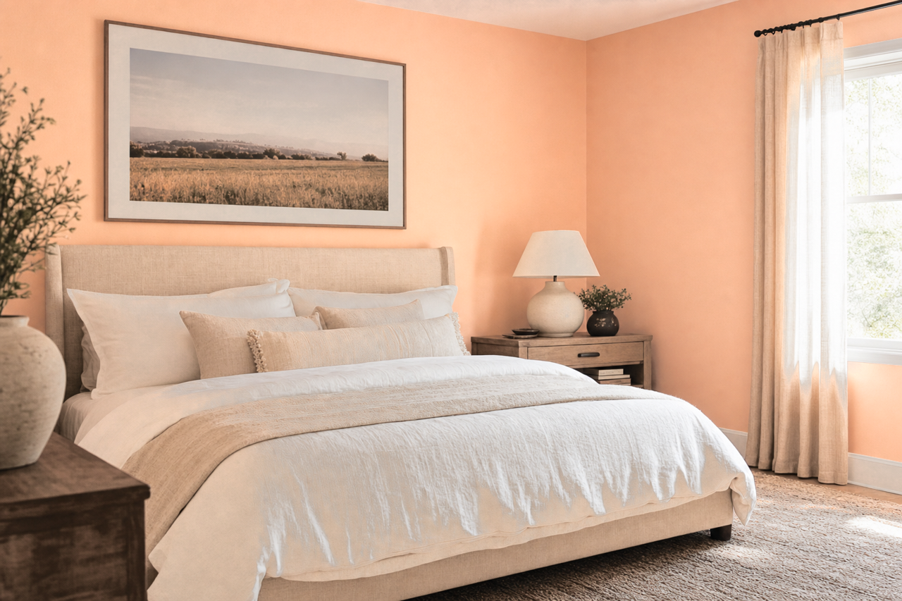 Neighborly Peach by Sherwin-Williams on interiors